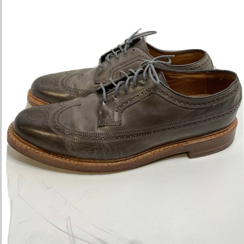 FLORSHEIM LIMITED VEBLEN GRAY LEATHER WINGTIP BROGUE OXFORD SHOES (SIZE 11.5D)